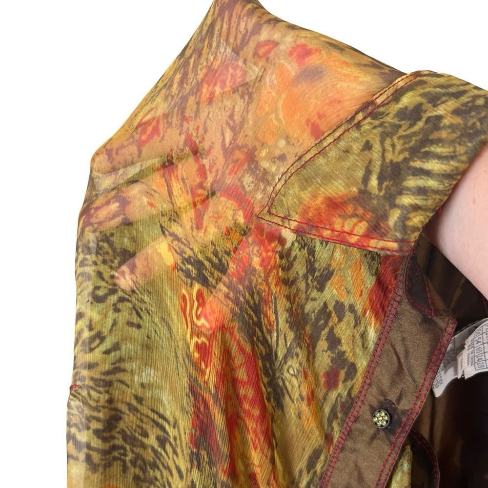 Alain Weiz Sheer Front Silk Button Down Tunic - image 4